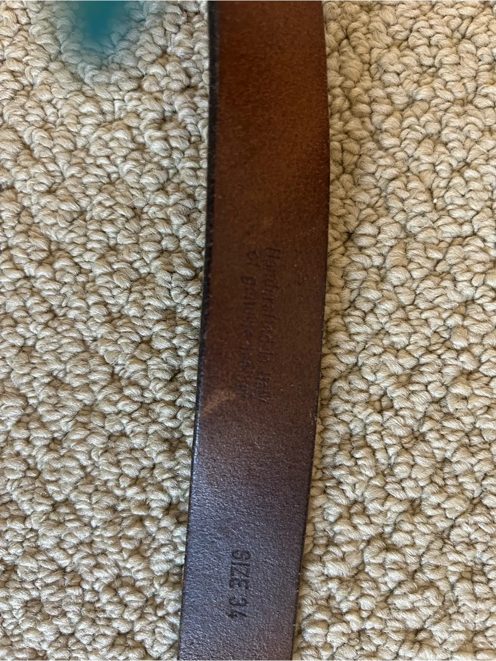 Classic Brown Leather Belt with Brass Buckle 34”